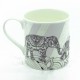 Elephant Family Black & White Bone China Mug (ellie)